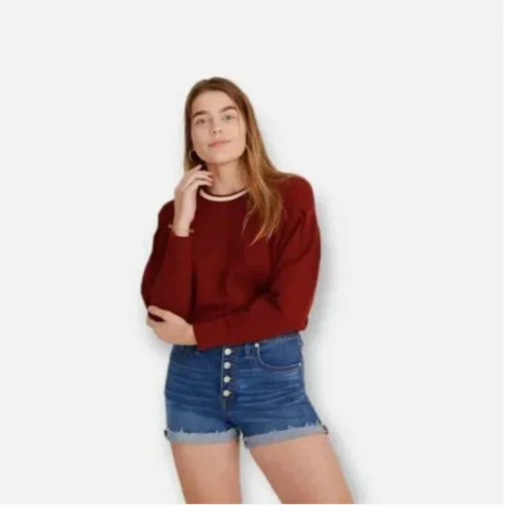 Madewell Women's High Rise Button Fly Raw Hem Jean Shorts Size 27